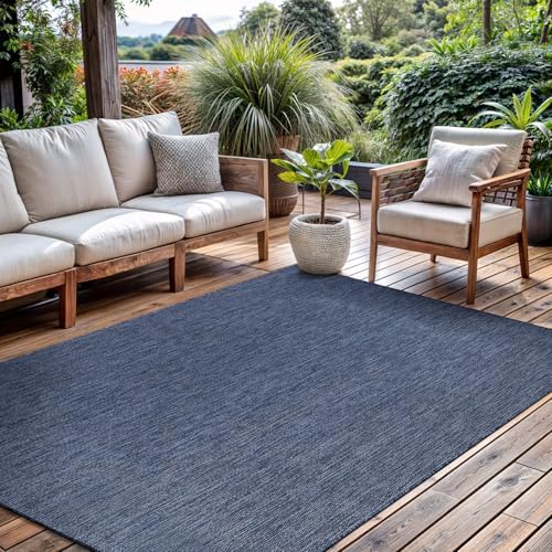 CAMILSON Outdoor Rug 8x10 Modern Area Rugs for Indoor and Outdoor Patios and Porches - Waterproof, Washable, Non-Shedding, Easy-to-Clean Outside Carpet (8 x 10, Solid - Navy Blue) by CAMILSONIndoorOutdoorAreaRugs
