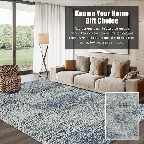 RUGSURE Washable Area Rug - 1/6 Thick - Stain & Water Resistant Non-Slip - Resistant Rug for Living Room, Bedroom, Nursery, Pet & Child Friendly, Vintage Charm Area Rugs (Grey+LightTeal, 3' x 5 ') - Image 3