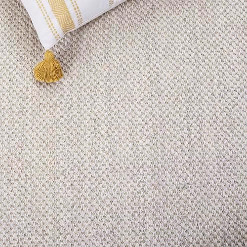 SAFAVIEH Natural Fiber Round Rug 5' Textured, Marble & Beige NF143C - Image 5