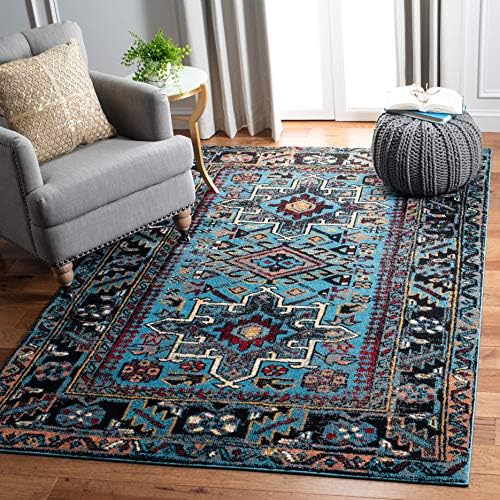 SAFAVIEH Vintage Hamadan Collection Area Rug - 3' Square, Light Blue & Black, Traditional Persian Design, Non-Shedding & Easy to Clean, Ideal for Living Room, Bedroom, Dining Space (VTH211M) by Unknown