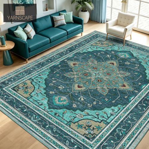 YARNSCAPE 8' x 10' Machine Washable Area Rug, Non-Slip Low-Pile Carpet - Image 5