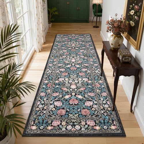 GarveeHome Blue Floral 2.5x8 Runner Rug for Kitchen Hallways - Image 3