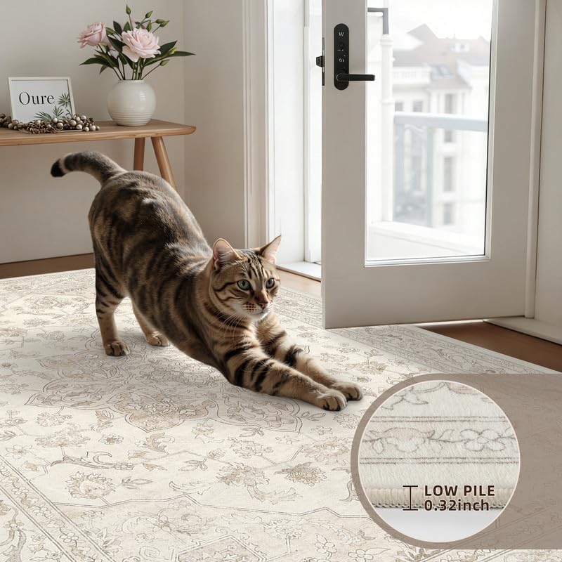 3x5 Area Rugs Living Room: Bedroom Washable Carpet Beige White - Image 7