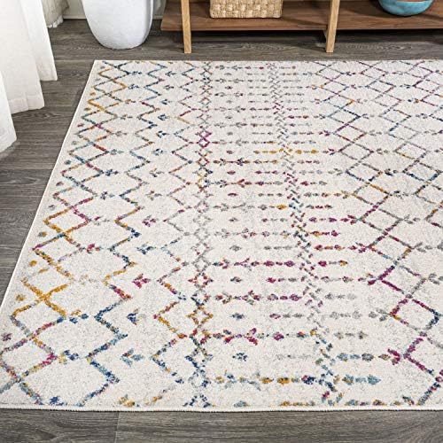 JONATHAN Y Boho Vintage Diamond Ivory/Multi Indoor Area Rug 8X10 ft, Moroccan Hype for Living Room, Bedroom, Kitchen, Office, Easy-Cleaning, High Traffic, Pet-Friendly, Non-Shedding (MOH101E-8) - Image 3