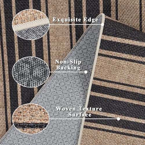 Zeeinx Striped Easy Jute Rug 5x7 Outdoor Patio Rug Neutral Porch Rug - Image 5