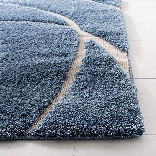 SAFAVIEH Florida Shag Square Rug 8', Soft Light Blue & Cream SG471-6011 - Image 5