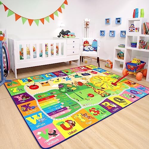Chicrug 9x12 ABC Kids Rug for Classroom, Washable Non Slip Playroom Playmat - Image 5