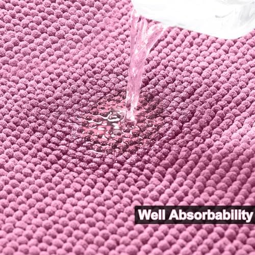 Urvoix Bathroom Rugs Sets 3 Piece, Chenille Bath Mat Set, Pink - Image 6