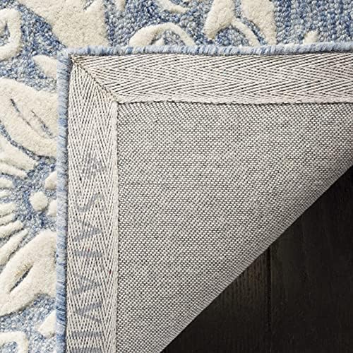 SAFAVIEH Blossom Collection Area Rug - 6' Square, Blue & Ivory, Handmade Wool, Ideal for High Traffic Areas in Living Room, Bedroom (BLM107B) - Image 5