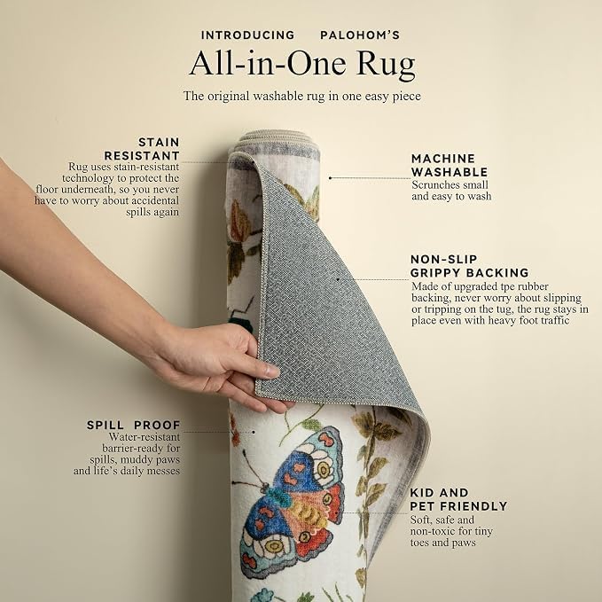 8x10 Area Rugs for Living Room: Washable Bedroom Rug Stain Resistant Non Slip Low Pile Soft Lightweight Carpet for Kitchen Dining Room Farmhouse Nursery Kids Room Indoor - Image 4