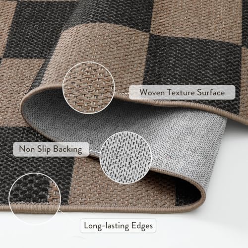 Lahome Checkered Easy Jute 3x5 Outdoor Rug, Washable Rugs for Entryway - Image 5