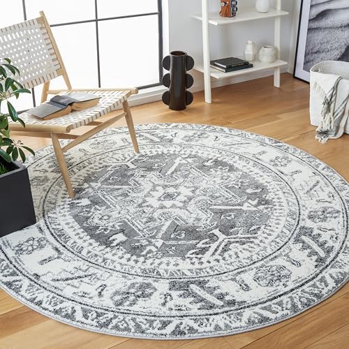 SAFAVIEH Vintage Hamadan Collection Area Rug - 6'7" Round, Grey & Ivory, Traditional Persian Design, Non-Shedding & Easy to Clean, Ideal for Living Room, Bedroom, Dining Space (VTH211G) by Unknown