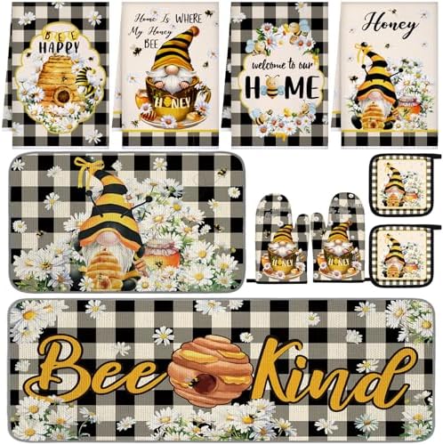 Fourluoo 10 Pcs Bee Daisy Kitchen Decor Set by Fourluoo