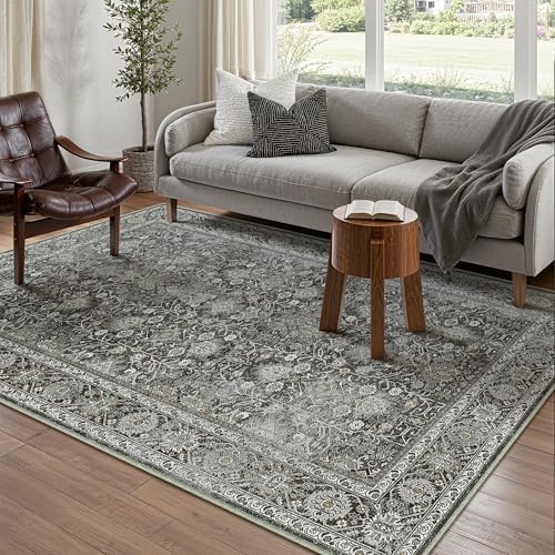 PureCozy Black Area Rug 5x7 Vintage Traditional Distressed - Image 2