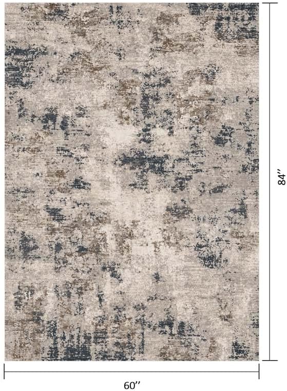 Navy Gray Distressed 5x7 ft Navy Cream Gray Area Rug for Living Room Office - Image 2