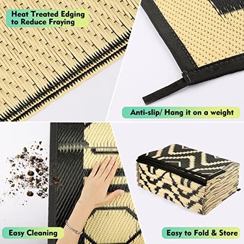 fifame 9x18 Outdoor Rug, Plastic Woven Patio Mat, Waterproof RV Camping Rug - Image 4