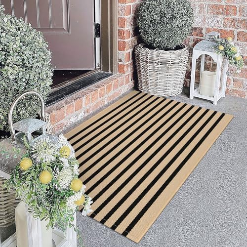 KOZYFLY Brown and Black Doormat 27.5x43 Inches Washable - Image 3