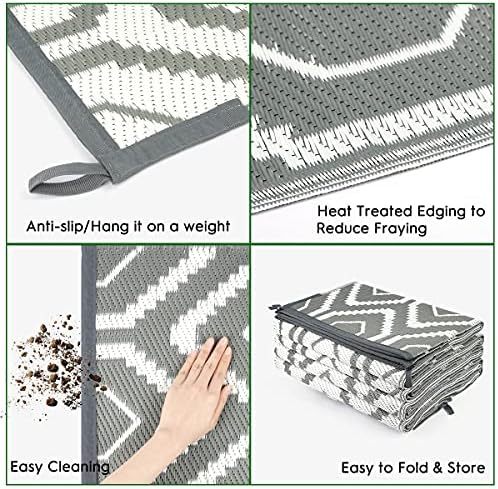 fifame 9x12 Outdoor Rug, Plastic Woven Patio Mat, Waterproof RV Camping Rug - Image 4