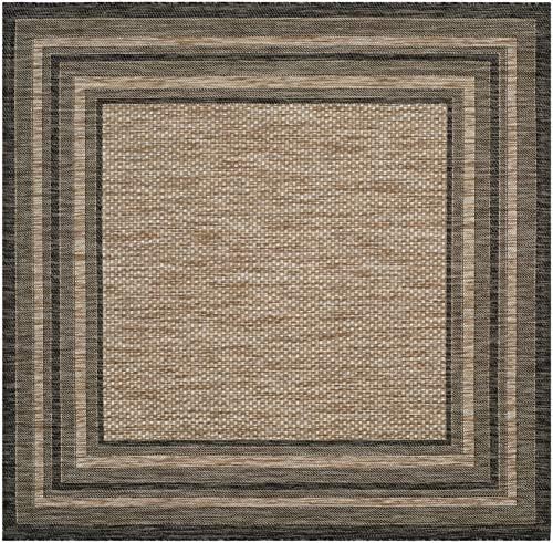 SAFAVIEH Courtyard Outdoor Square Rug 7'10", Natural & Black CY8475-37312 - Image 3