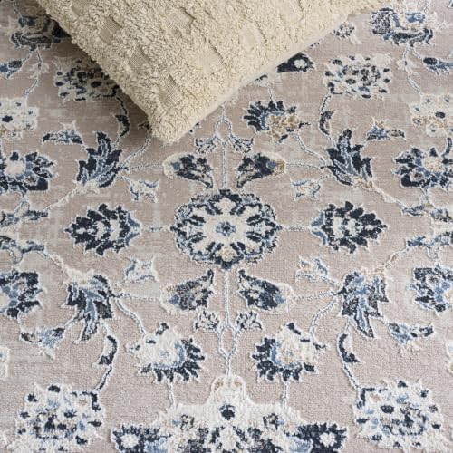 SAFAVIEH Parker Area Rug 5'3"x7'6", Textured Ivory & Navy PRK158E - Image 5