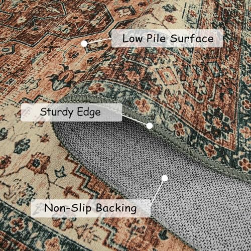 Moynesa 9x12 Ultra-Thin Vintage Medallion Area Rug for Living Room, Bedroom, Dining Room, Office, Entryway, Dorm - Image 3
