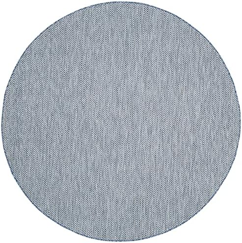 SAFAVIEH Outdoor Round Rug 6'7" - Courtyard Collection - Coastal Design, Navy & Grey, Durable & Easy Cleaning, Ideal for Patio, Entryway, Mudroom, Deck, Backyard (CY8022-36821) - Image 2