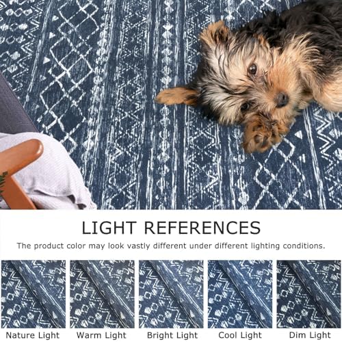KUTA Washable Rugs for Entryway 2x3 Navy Blue Boho Small Area Rug - Image 4