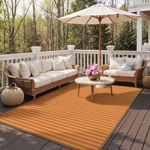 GENIMO Fall Decor Outdoor Rug, Plastic Rugs for Patio, 6'x9' Orange - Image 2