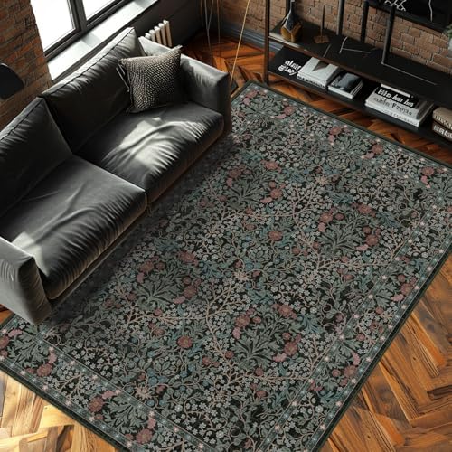 6x9 Washable Area Rugs for Living Room Soft Carpet (Dark Green) - Image 2