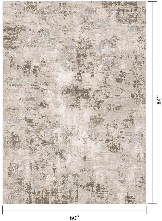 Gray Cream Distressed 5x7 ft Light Gray Cream Area Rug for Office - Image 2