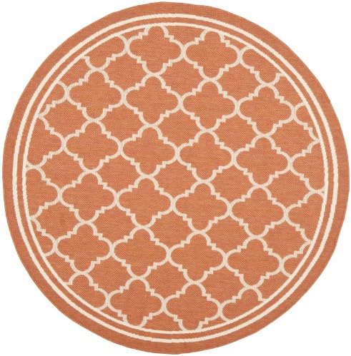 SAFAVIEH Washable Rug Outdoor Courtyard Collection - 7'10" Round, Terracotta & Bone, Non-Shedding & Easy Cleaning, Ideal for Patio, Backyard, Mudroom (CY6918-241) - Image 2