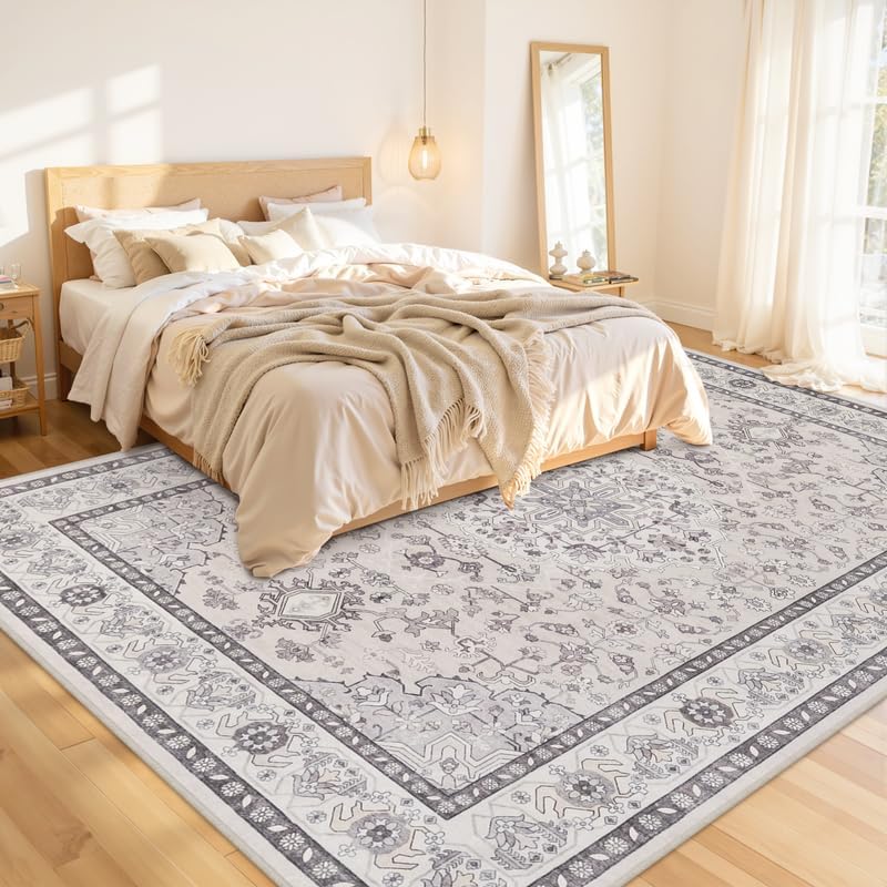 10x14 Area Rugs Living Room: Bedroom Washable Carpet Beige & Grey - Image 2