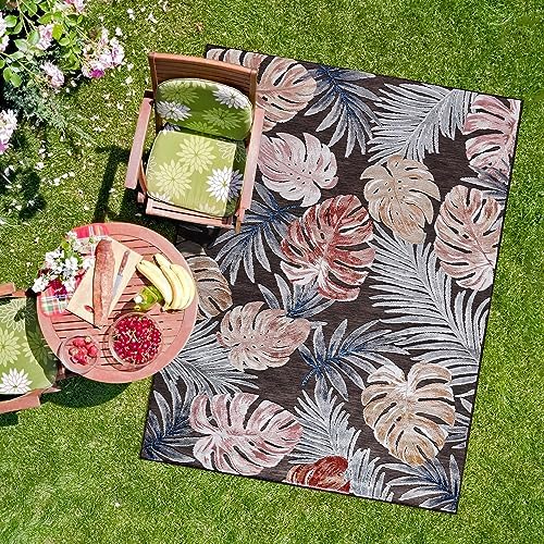 CAMILSON Indoor Outdoor Rug, Brown 7’10”x10’ Leaf Tropical Botanical Area Rugs for Indoor and Outdoor patios, Easy-Cleaning Non-Shedding Living Room, Garden and Kitchen Washable Outside Carpet (8x10) - Image 5