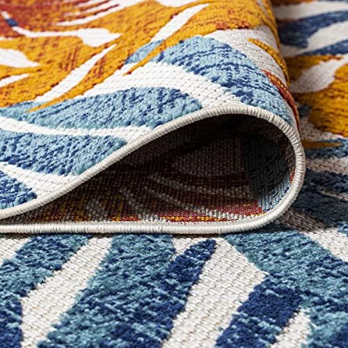 JONATHAN Y Tropics Palm Leaves Indoor Outdoor Area Rug 3X5 Cream/Orange - Image 6