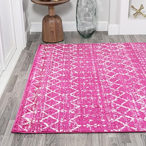 JONATHAN Y Boho Vintage Diamond Fuchsia/Ivory Indoor Area Rug 4X6 ft, Moroccan Hype for Living Room, Bedroom, Kitchen, Office, Easy-Cleaning, High Traffic, Pet-Friendly, Non-Shedding (MOH101G-4) - Image 3