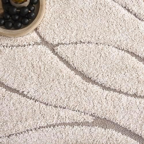SAFAVIEH Florida Shag Square Rug 8', Soft Plush Cream & Beige SG471-1113 - Image 6