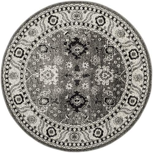 SAFAVIEH Vintage Hamadan Round Rug 6'7", Traditional Grey & Black VTH214K - Image 3