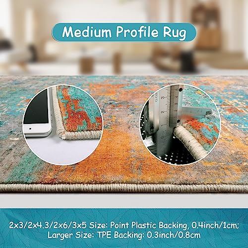 Lahome Modern Abstract Area Rug - 3x5 Soft Rug for Bedroom Non Slip Living Room Mat, Machine Washable Contemporary Throw Carpet for Office Front Door Entrance Way Kitchen Playroom, Rosy Clouds - Image 4