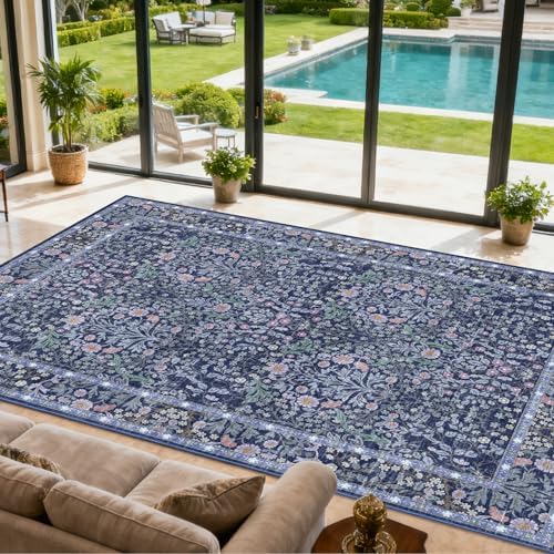 10x14 Area Rug for Living Room Washable Carpet (Blue) - Image 2