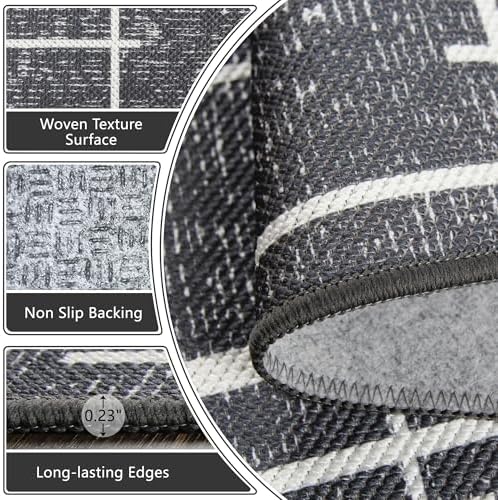 Gray 2x6 Runner Rug Non Slip, Modern Distressed Stripe Carpet Runners for Hallway 6ft, Low Pile Stain Resistant for Entryway Laundry, Washable & Easy to Clean Carpet - Image 5