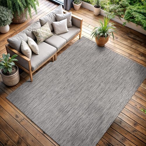 CAMILSON Outdoor Rug 8x10 Modern Area Rugs for Indoor and Outdoor Patios and Porches - Waterproof, Washable, Non-Shedding, Easy-to-Clean Outside Carpet (8 x 10, Solid - Silver Gray) - Image 6