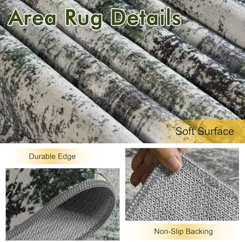 5x7 Ft Abstract Washable Area Rugs for Living Room Green - Image 6