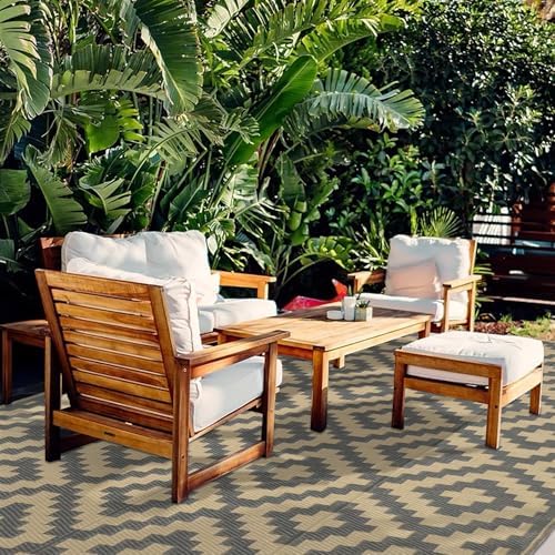 SAND MINE Reversible Mats, Plastic Straw Rug, Modern Area Rug, Large Floor Mat and Rug for Outdoors, RV, Patio, Backyard, Deck, Picnic, Beach, Trailer, Camping, Grey & Tan, 5' x 8' - Image 7