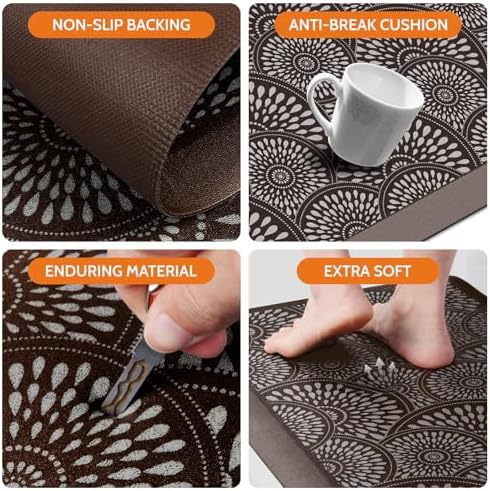 Mattitude 4/5 Inch Kitchen Mat, 17.3x59in Heavy Duty Ergonomic Comfort Foam Standing Desk Mat, Waterproof Non-Slip Standing Mats and Rugs for Kitchen, Office, Chocolate - Image 4