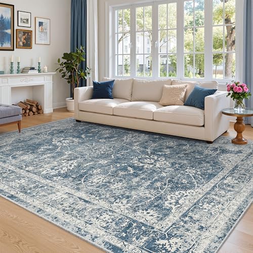 Madane 6x9 Area Rugs for Living Room, Washable Soft Rug Blue - Image 2