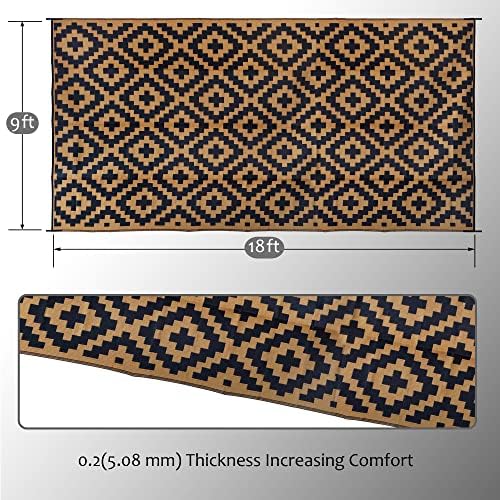 SAND MINE Reversible Mats, Plastic Straw Rug, Modern Area Rug, Large Floor Mat and Rug for Outdoors, RV, Patio, Backyard, Deck, Picnic, Beach, Trailer, Camping, Black & Brown, 9' x 18' - Image 2