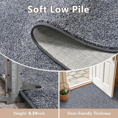 2x3 Grey Blue/White Area Rug Washable Non-Slip Soft for Entryway Front Door - Image 5