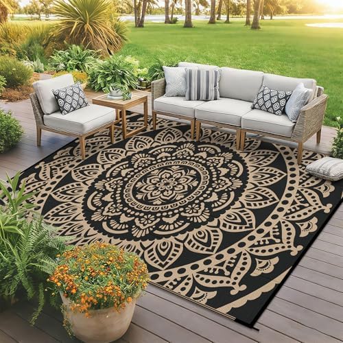 Bsmathom Waterproof Outdoor Rug, 5'x8', Black - Image 2