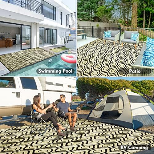 fifame 9x18 Outdoor Rug, Plastic Woven Patio Mat, Waterproof RV Camping Rug - Image 6