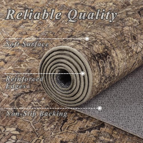 Schweek 3x12 Washable Kitchen Runner Rug Non Slip Hallway Rug Vintage Brown - Image 5